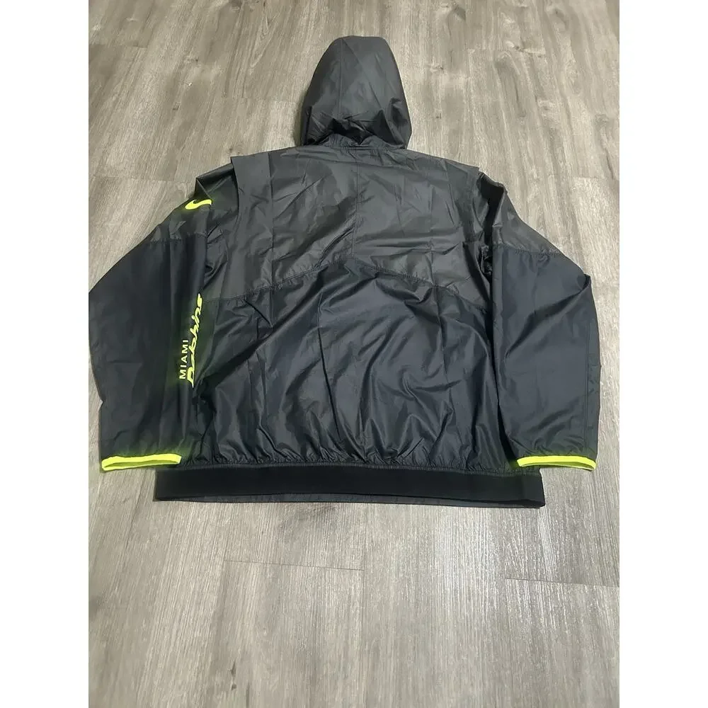 Nike NFL Miami Dolphins Hooded Half Zip Anorak Jacket Mens M Black Neon Windbrea